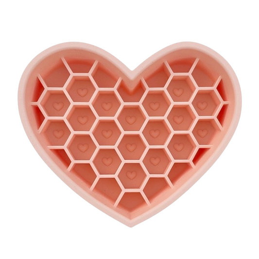Heart Slow Feeder & Lick Mat - Peach