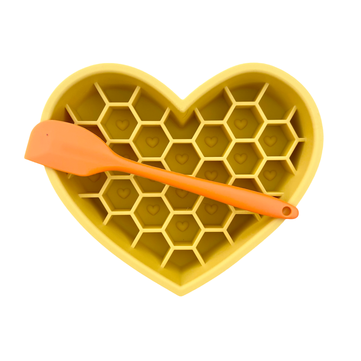 Heart Slow Feeder & Lick Mat - Yellow