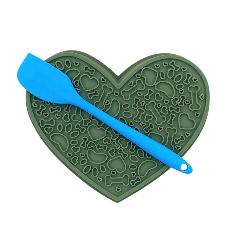 Heart Slow Feeder & Lick Mat - Green