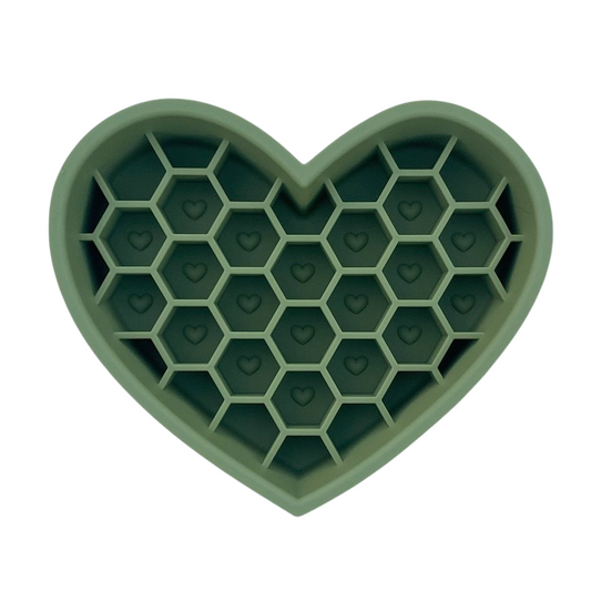 Heart Slow Feeder & Lick Mat - Green